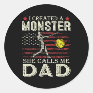 Sticker Rond J'ai créé un monstre qui m'appelle Papa Tendrement