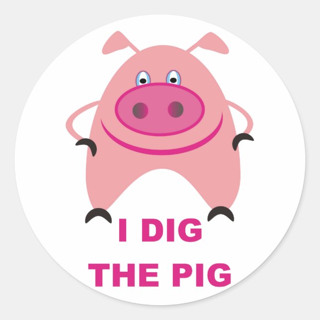 Sticker Rond J'Ai Creusé La Feuille D'Autocollants De Cochon (Devant)