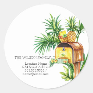 Sticker Rond J'ai déménagé, boîte aux lettres Ananas Nouvelle a