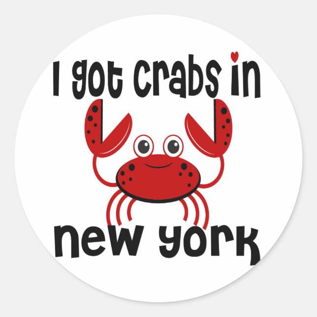 Sticker Rond J'ai des crabes à New York (Devant)