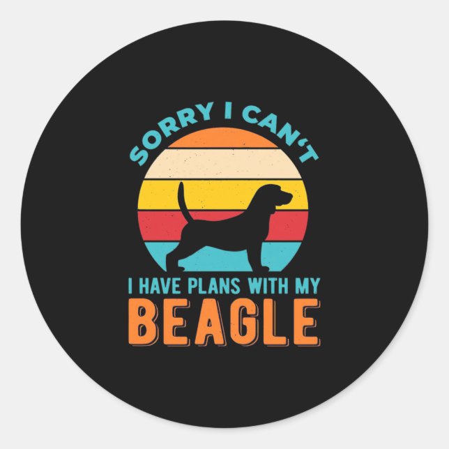 Sticker Rond J'Ai Des Plans Avec Mon Beagle (Devant)