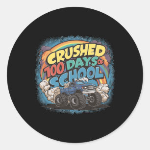Sticker Rond J'Ai Écrasé 100 Jours 100E Jour De L'École Monster