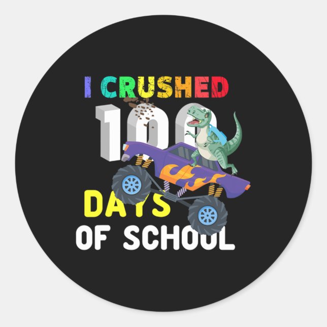 Sticker Rond J'Ai Écrasé 100 Jours De Camion Amoureux De L'Écol (Devant)