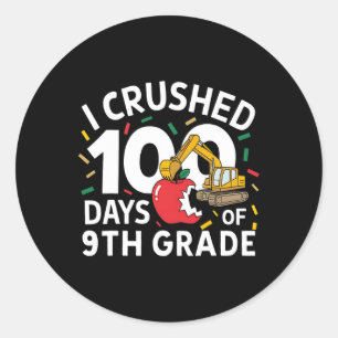 Sticker Rond J'Ai Écrasé 100 Jours De Constructions De 9E Année