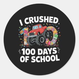 Sticker Rond J'Ai Écrasé 100 Jours De Garçons Scolaires Enfants
