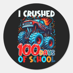 Sticker Rond J'Ai Écrasé 100 Jours Du Monstre De Dinosaure De L