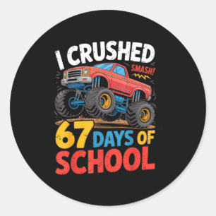 Sticker Rond J'ai écrasé 67 Jours De Chemises Scolaires Camion