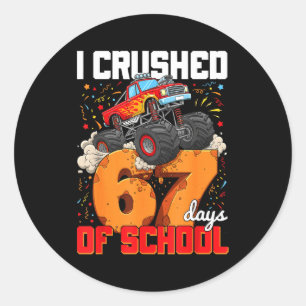 Sticker Rond J'ai écrasé 67 jours d'école Gen Alpha Argot Meme