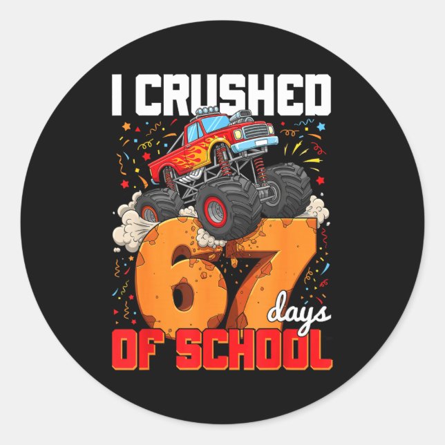 Sticker Rond J'ai écrasé 67 jours d'école Gen Alpha Argot Meme  (Devant)