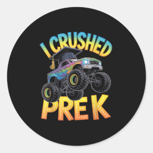 Sticker Rond J'ai écrasé le camion de fin d'études pré-maternel