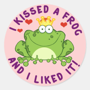 Sticker Rond J'ai embrassé une grenouille la Saint-Valentin