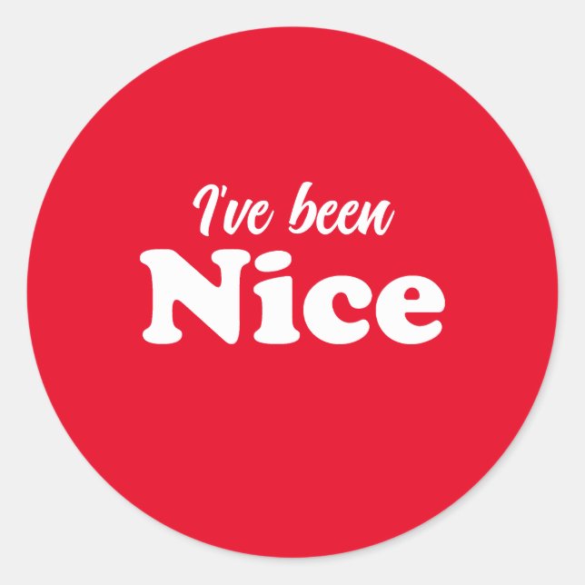 Sticker Rond J'ai été Nice rouge blanc drôle de Noël mignon (Devant)