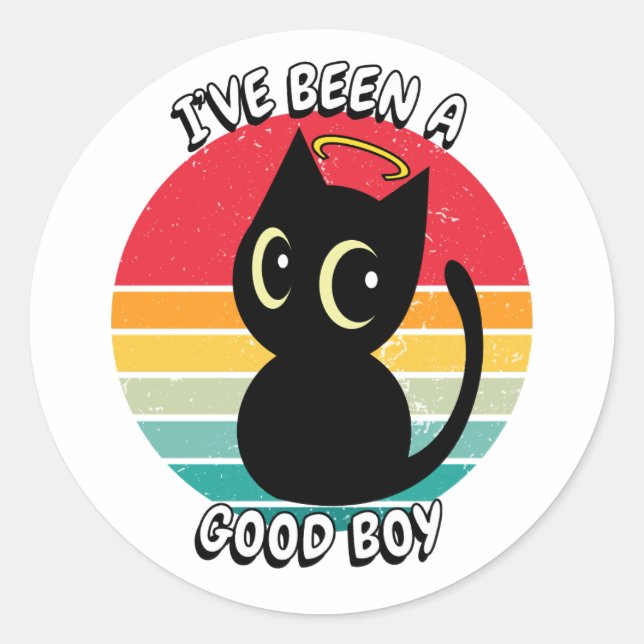 Sticker Rond J'ai été un bon garçon - chat noir (Devant)