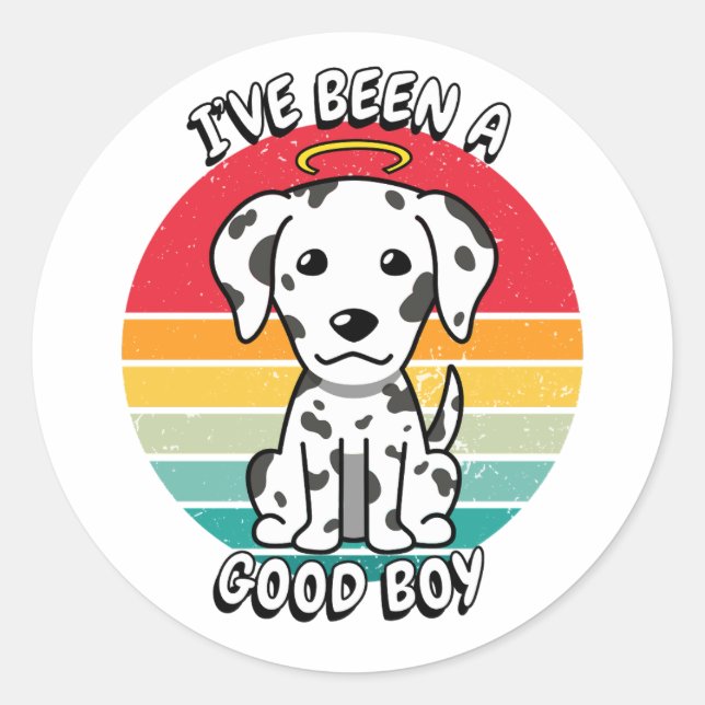 Sticker Rond J'ai été un bon garçon - chien dalmate (Devant)