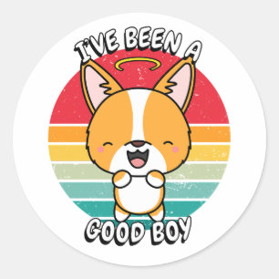 Sticker Rond J'ai été un bon garçon - chien de corgi
