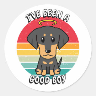 Sticker Rond J'ai été un bon garçon - daschund chien