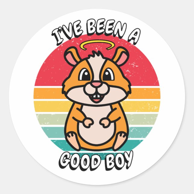 Sticker Rond J'ai été un bon garçon - hamster (Devant)