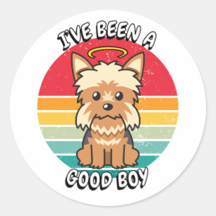 Sticker Rond J'ai été un bon garçon - yorkshire terrier