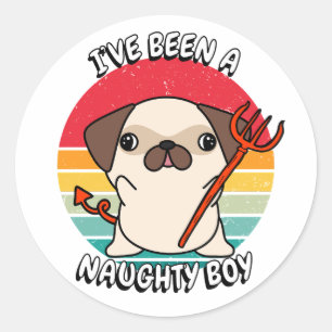 Sticker Rond J'ai été un garçon coquin - carlin