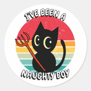 Sticker Rond J'ai été un garçon coquin - chat noir