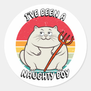Sticker Rond J'ai été un garçon coquin - gros chat