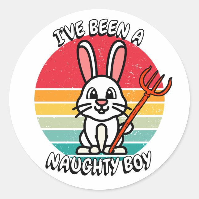 Sticker Rond J'ai été un garçon coquin - lapin blanc (Devant)
