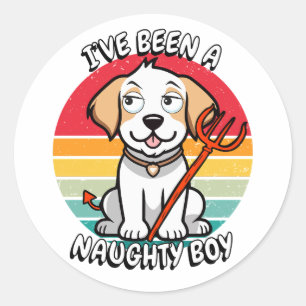 Sticker Rond J'ai été un garçon vilain - chien heureux