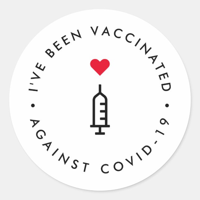 Sticker Rond J'ai été vacciné | Aiguille cardiaque Covid-19 (Devant)