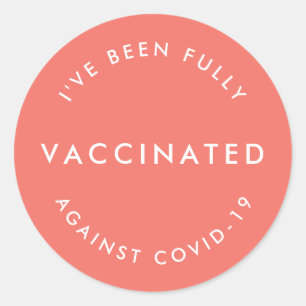 Sticker Rond J'ai été vacciné Contre Covid-19 Coral Pink