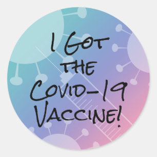 Sticker Rond J'ai eu le Covid-19 Vaccine Pink Gradient Ombre