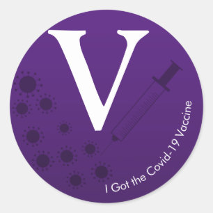 Sticker Rond J'ai eu le vaccin Covid-19 foncé pourpre