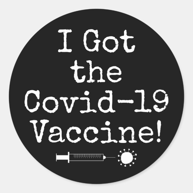Sticker Rond J'ai eu le vaccin Covid-19 Simple Black (Devant)