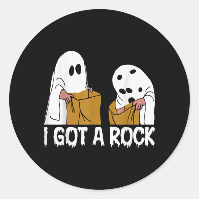 Sticker Rond J'ai eu un fantôme effrayant de Halloween Rock (Devant)