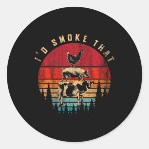 Sticker Rond J'Ai Fumé Drôle Viande Fumée Barbecue Chef