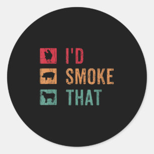Sticker Rond J'Ai Fumé Que Barbeque Grillé Barbecue Viande Amou