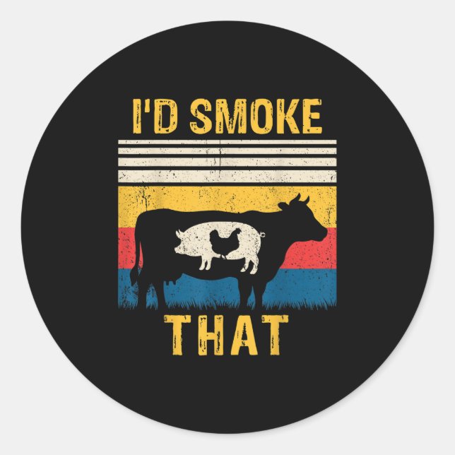 Sticker Rond J'Ai Fumé Que Bbq Barbeque Fumer Grillage C (Devant)