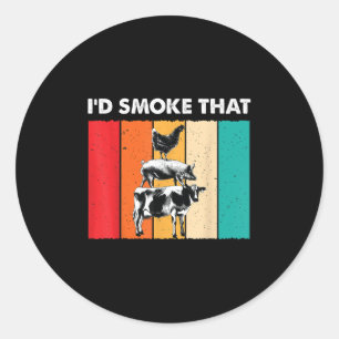 Sticker Rond J'Ai Fumé Que Bbq Barbeque Fumer Grillage C