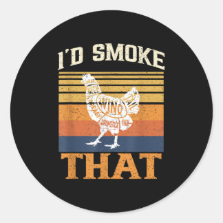 Sticker Rond J'Ai Fumé Que Drôle Barbecue Viande Grillant Smo