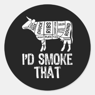 Sticker Rond J'Ai Fumé Que La Vache Barbecue Fumer Grillade Me 