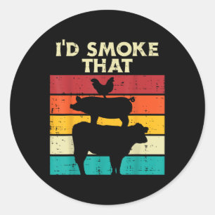 Sticker Rond J'Ai Fumé Que Poulet Porc Viande Rétro Fumer