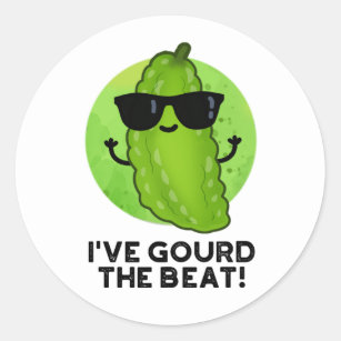 Sticker Rond J'Ai Gourd The Beat Funny Green Veggie Pun
