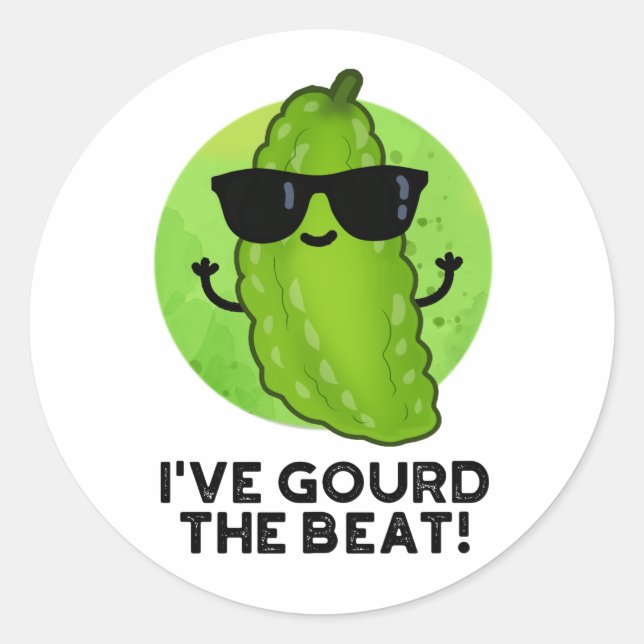 Sticker Rond J'Ai Gourd The Beat Funny Veggie Pun (Devant)