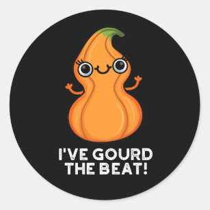 Sticker Rond J'ai Gourd The Beat Funny Veggie Pun Dark BG