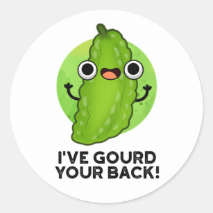 Sticker Rond J'ai Gourd Your Back Funny Veggie Pun