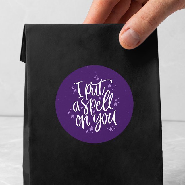 Sticker Rond J'ai Jeté Un Sortilège Sur Vous Halloween Violet (Créateur téléchargé)