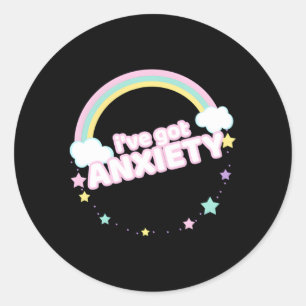 Sticker Rond J'Ai L'Anxiété Arc-en-ciel J'Ai L'Anxiété