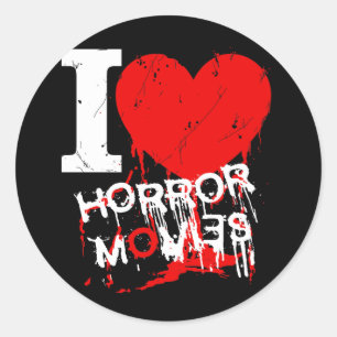 STICKER ROND J'AI LE COEUR DES FILMS HORREURS