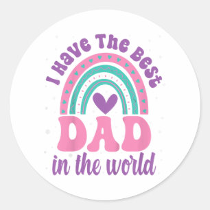 Sticker Rond J'Ai Le Meilleur Papa Au Monde, Fille Enfant Fath