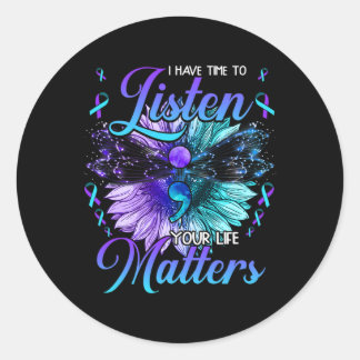 Sticker Rond J'Ai Le Temps D'Écouter La Sensibilisation À La Pr