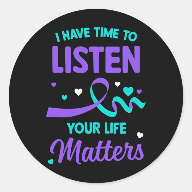 Sticker Rond J'Ai Le Temps D'Écouter L'Accusé De Suicide En San (Devant)